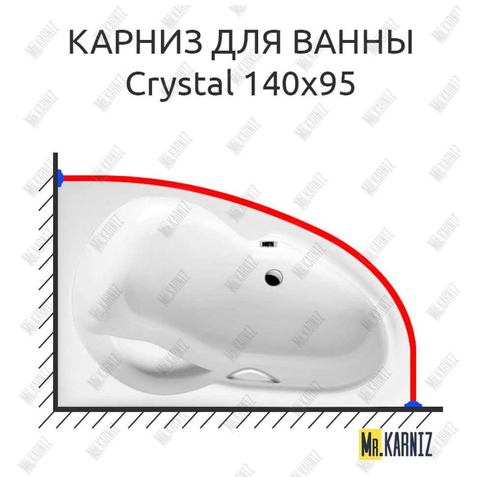 Карниз для ванны Excellent Crystal 140х95 (Усиленный 25 мм) MrKARNIZ