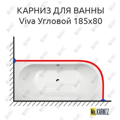 Карниз для ванны Alpen Viva 185х80 Усиленный 20 мм MrKARNIZ