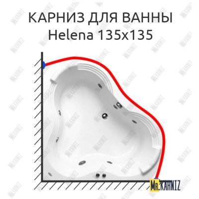 Карниз для ванны Akrilan Helena 135х135 Усиленный 20 мм MrKARNIZ