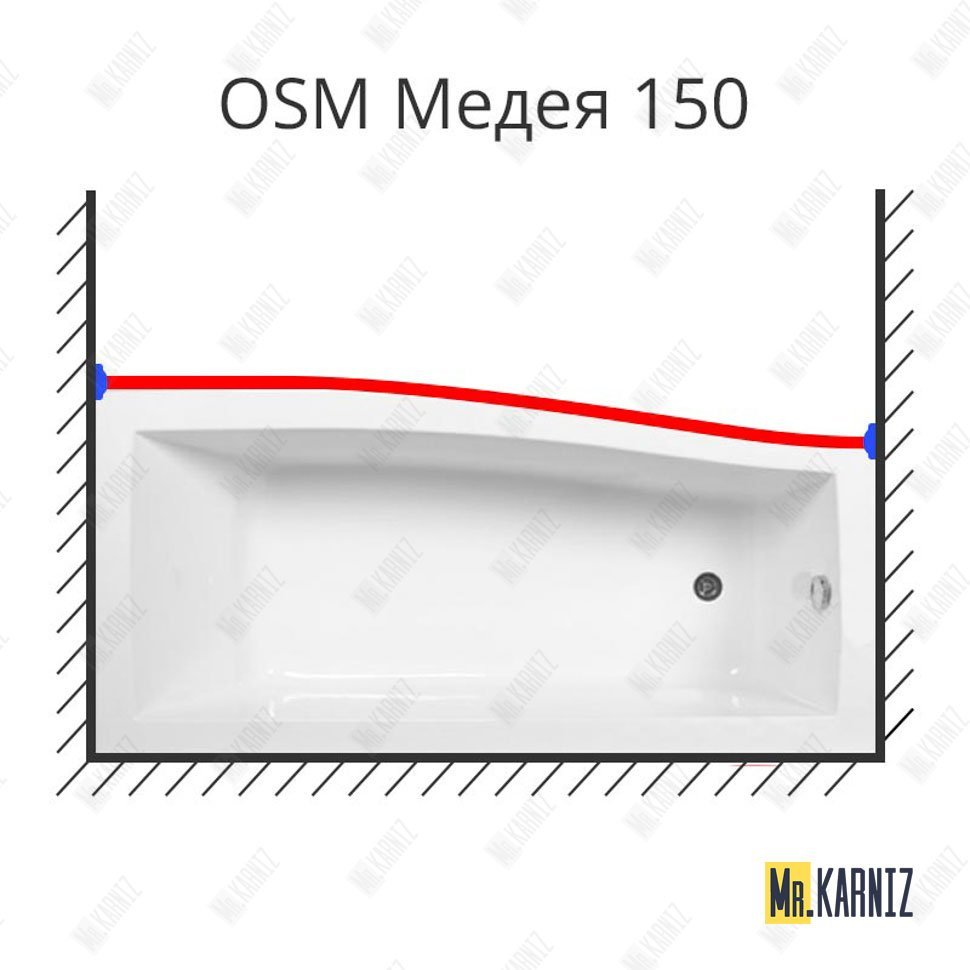 Карниз для ванны Osm Медея Передний борт 150х78 Усиленный 20 мм MrKARNIZ Карниз для ванны Osm Медея Передний борт 150х78 Усиленный 20 мм MrKARNIZ