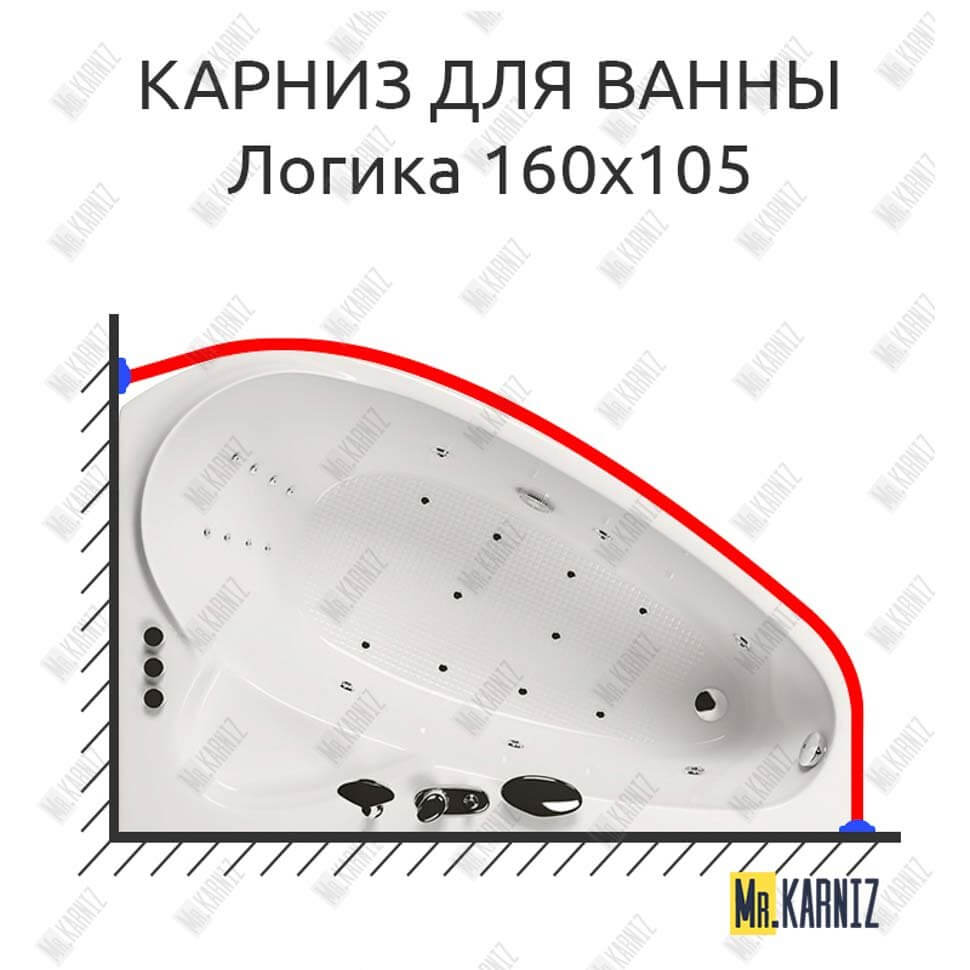 Карниз для ванны Aquatika Логика 160х105 (Усиленный 25 мм) MrKARNIZ