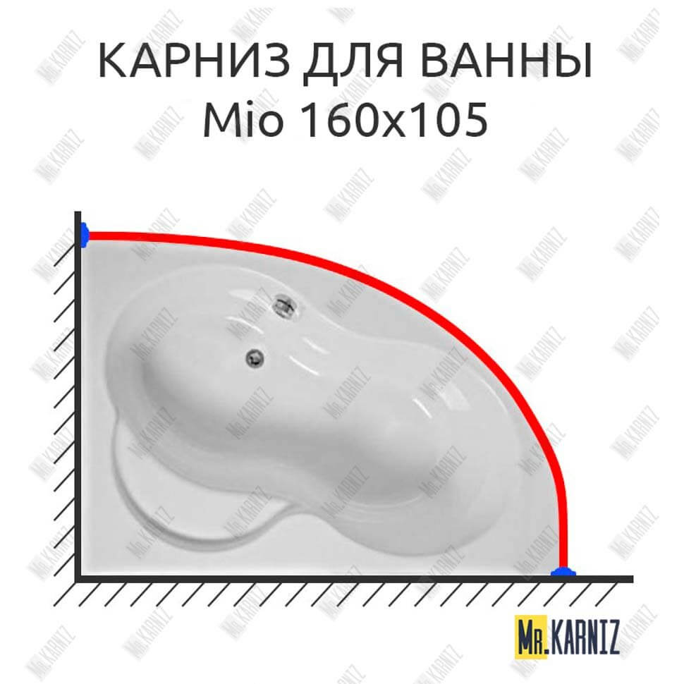Карниз для ванны Jika Mio 160х105 (Усиленный 25 мм) MrKARNIZ