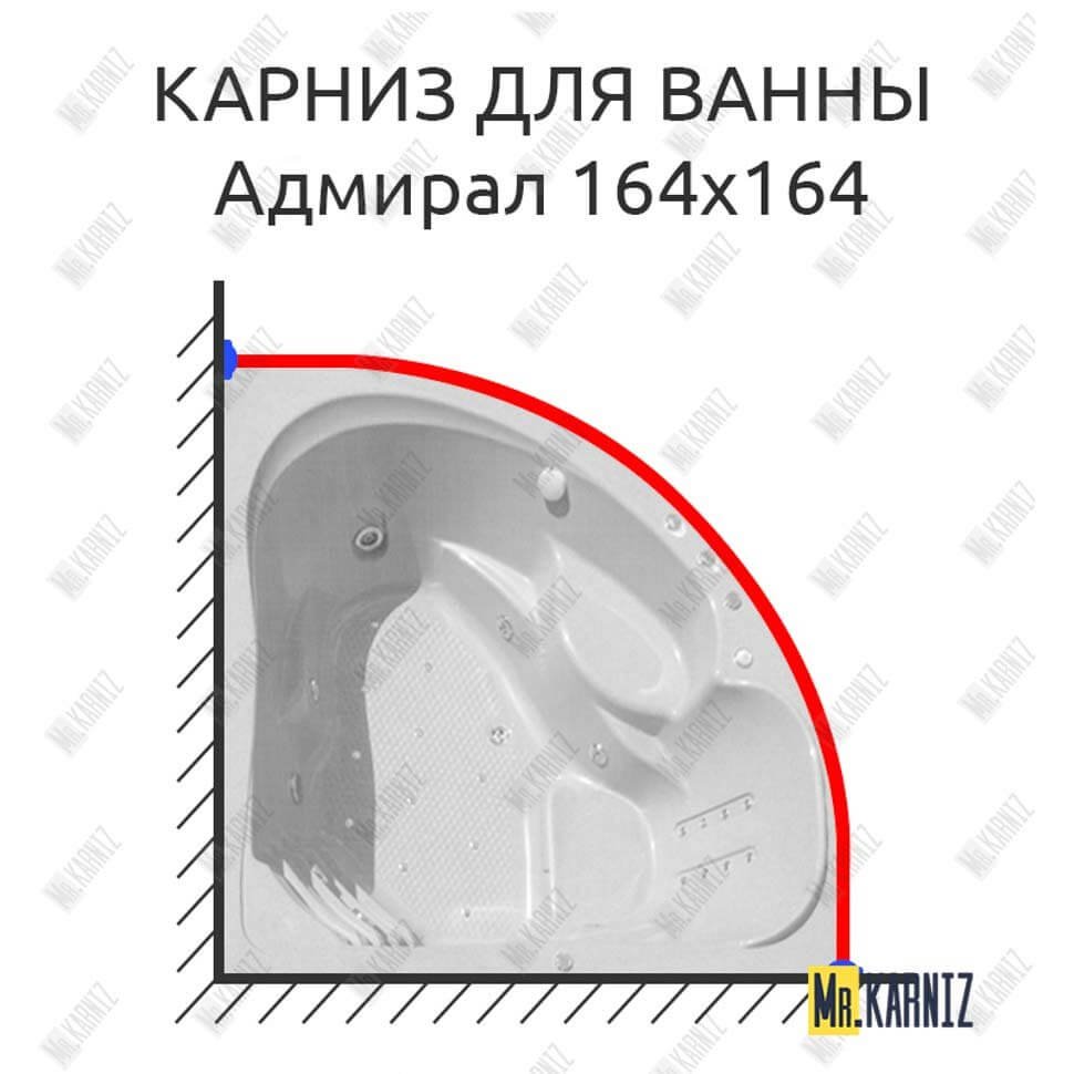 Карниз для ванны Bellrado Адмирал 164х164 Усиленный 20 мм MrKARNIZ