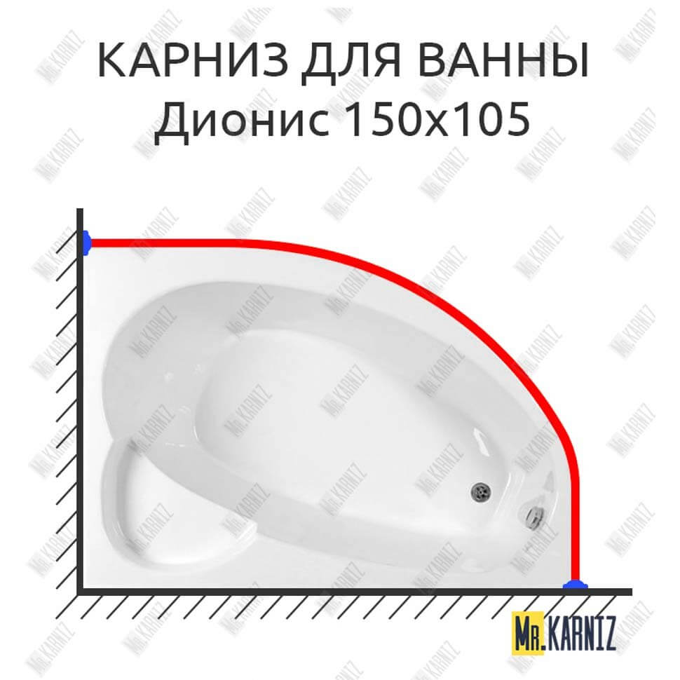 Карниз для ванны Osm Дионис 150х105 (Усиленный 25 мм) MrKARNIZ