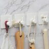 Настенные крючки для ванной и кухни для полотенец Г-образные квадрат белые 4 шт фото 3