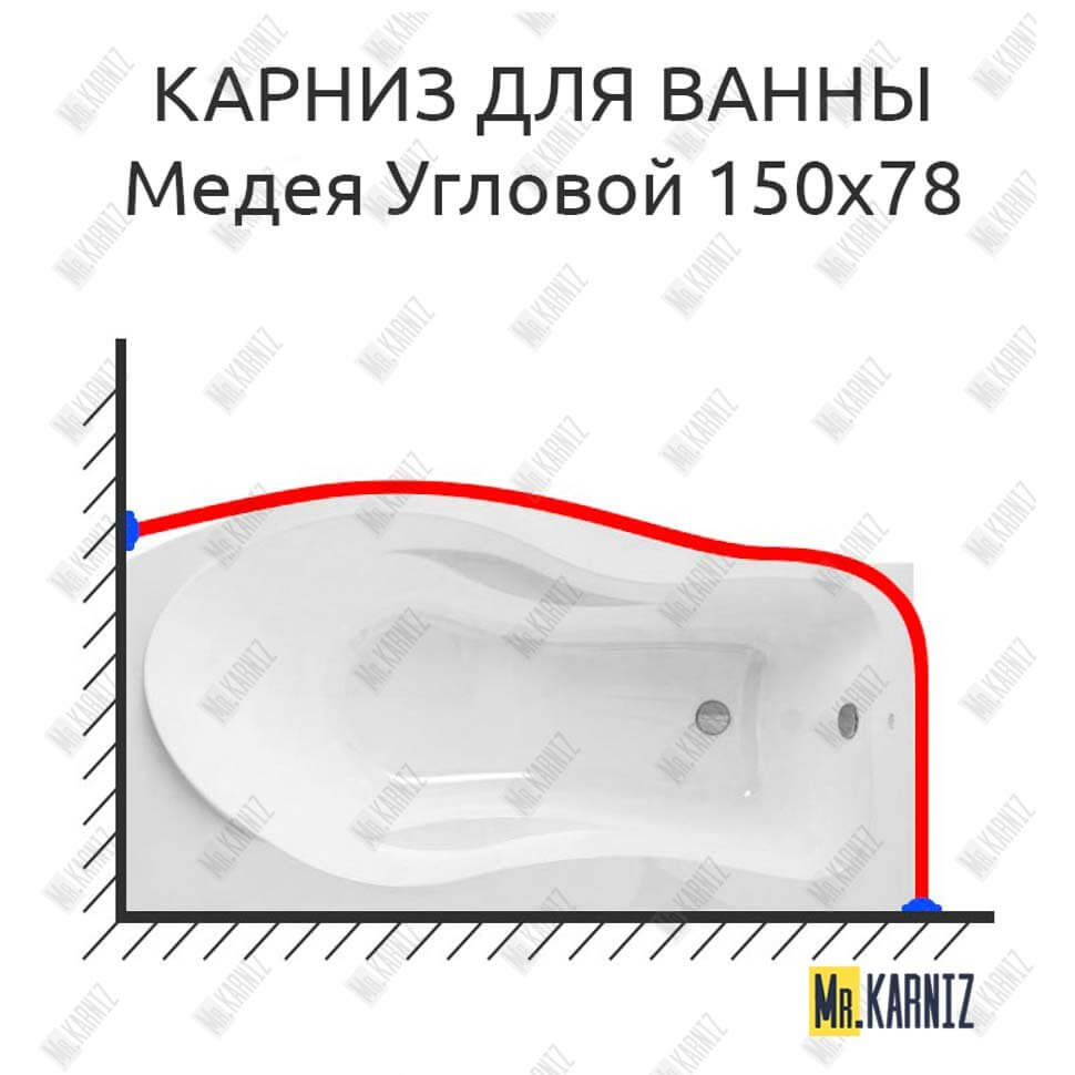 Карниз для ванны Osm Медея Угловой 150х78 (Усиленный 25 мм) MrKARNIZ