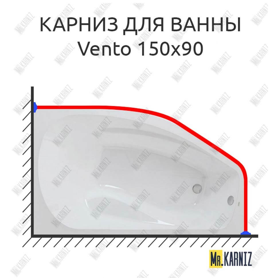 Карниз для ванны Polla Vento 150х90 (Усиленный 25 мм) MrKARNIZ